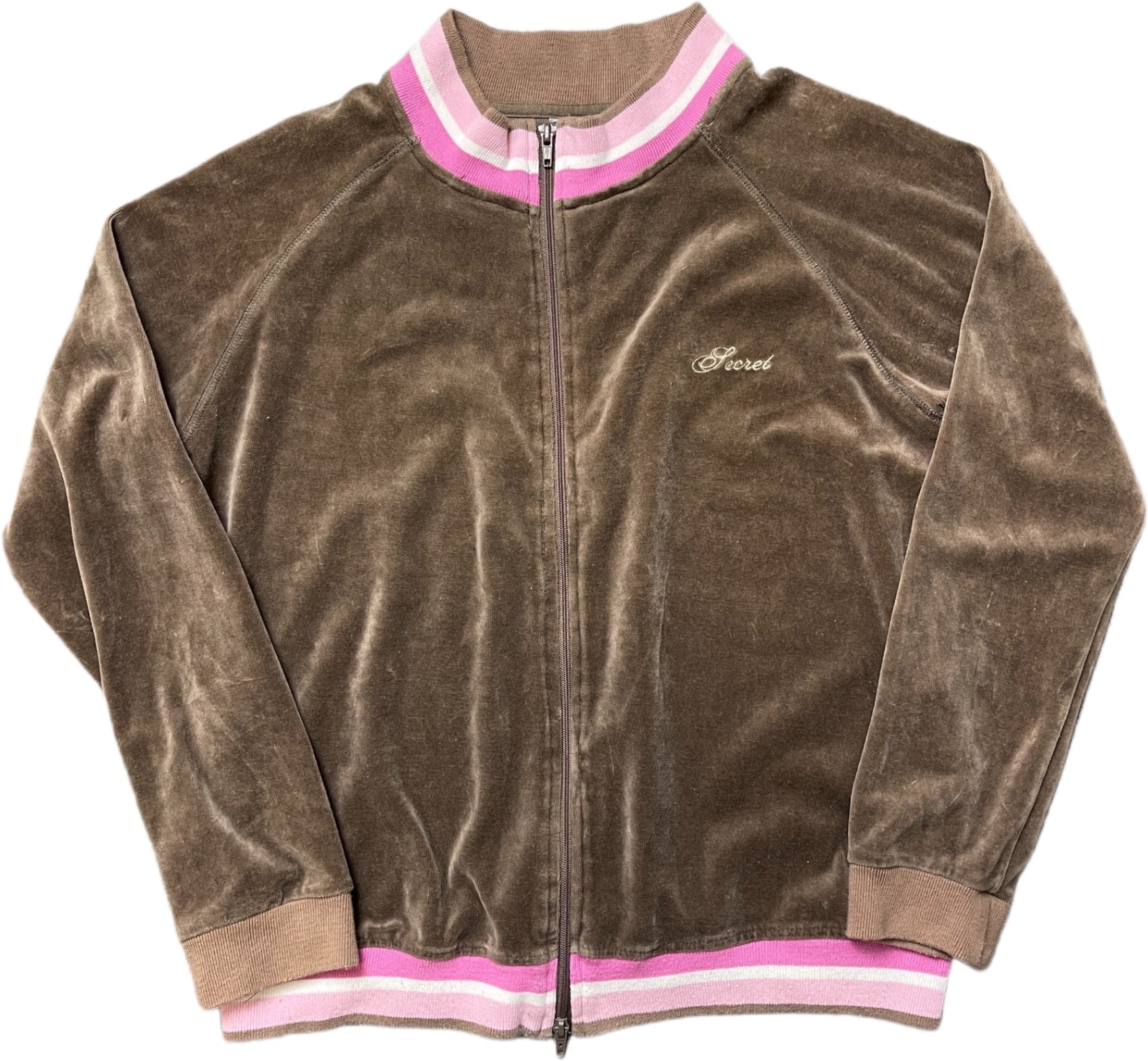Vintage Zip Sweatshirt Braun Velours 80s M