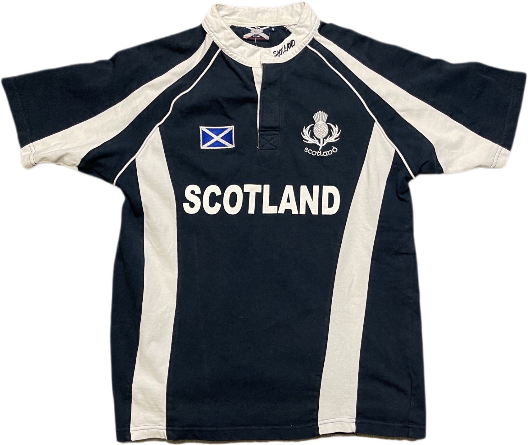 Pride of Rugby Scotland Shirt Schwarz und Weiß Baumwolle S