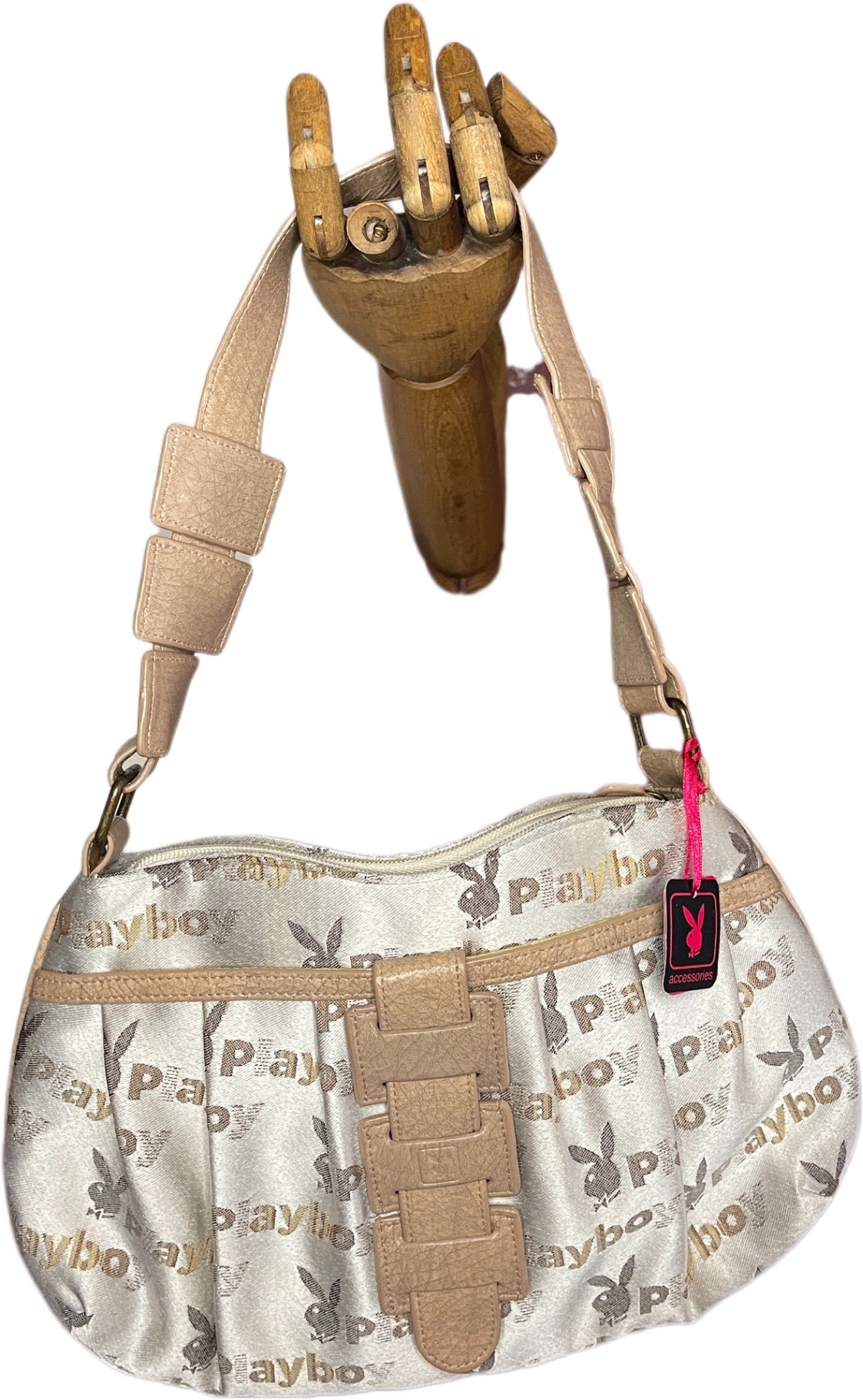 Y2K Deadstock Playboy Bag Beige and Cream Synthetic Leather and Fabric 2007