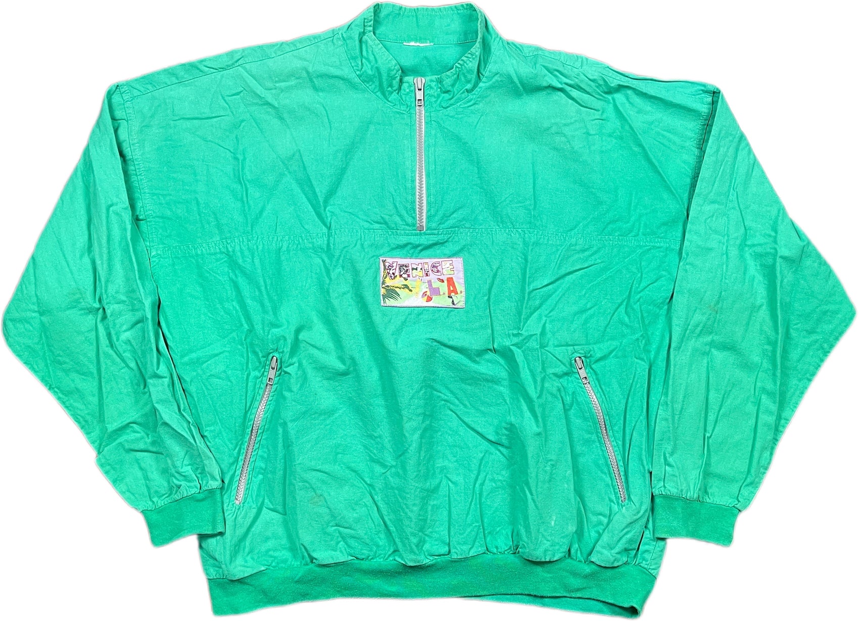 Vintage 90s Puma Zip Sweatshirt Green Cotton L