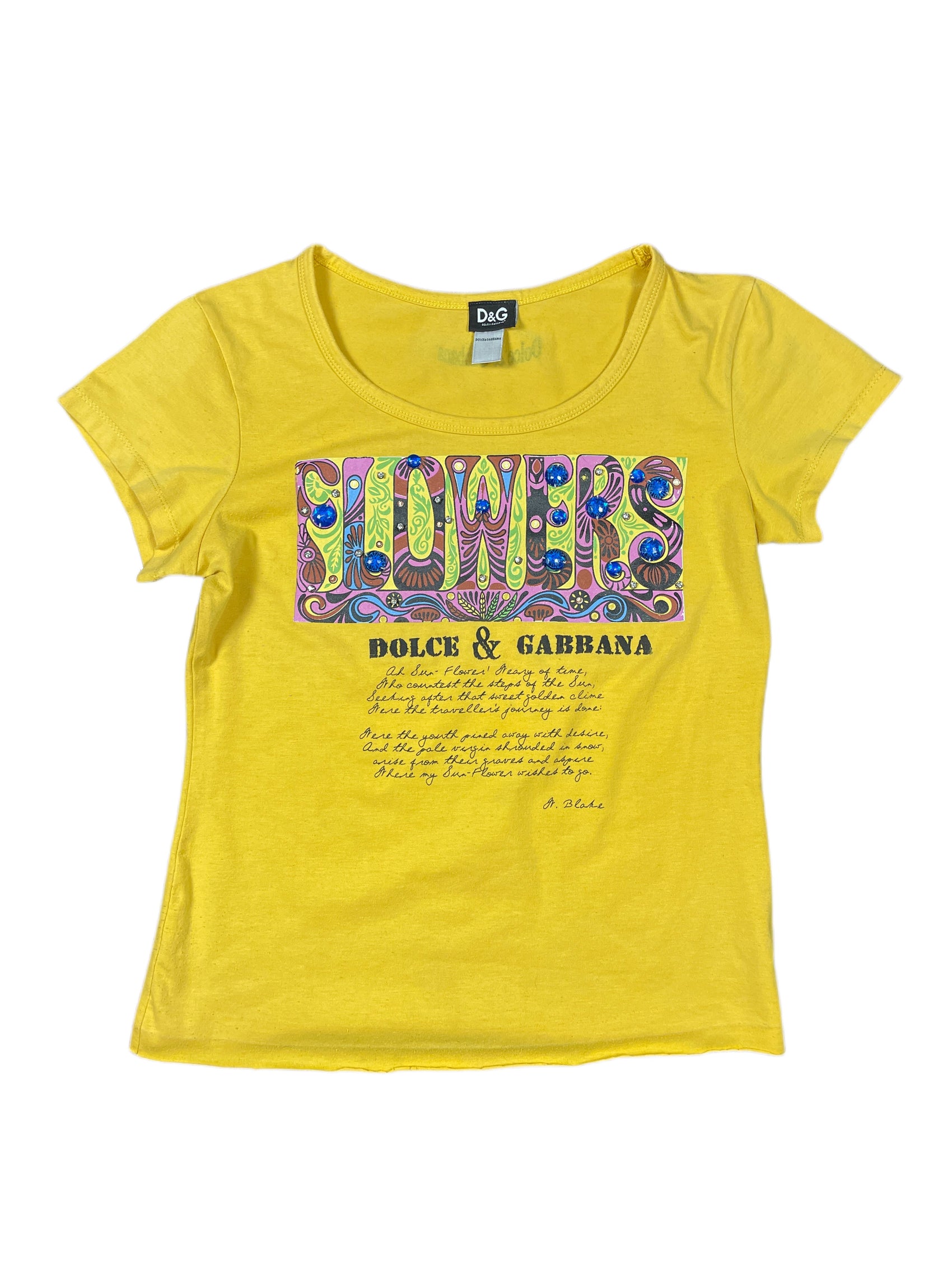 Y2k Dolce & Gabbana Short Sleeve Top Yellow - L