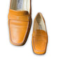 Vintage 90s Balenciaga Mustard Yellow Leather Heeled Loafers | EU 35C