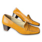 Vintage 90s Balenciaga Mustard Yellow Leather Heeled Loafers | EU 35C