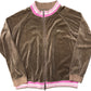 Vintage Zip Sweatshirt Braun Velours 80s M