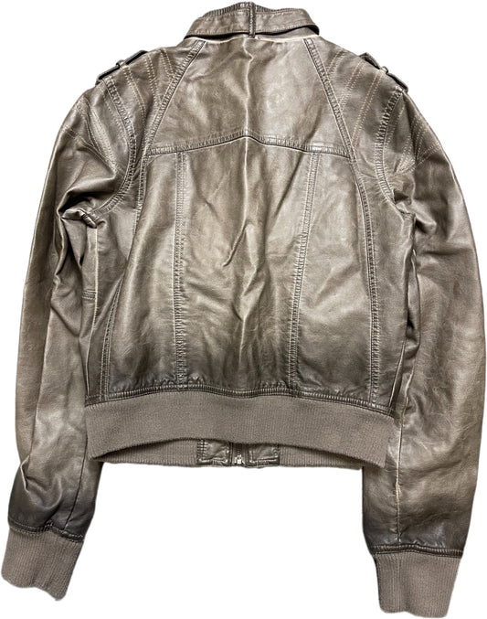Y2K Pepe Jeans Jacke Braun Fake Leder S