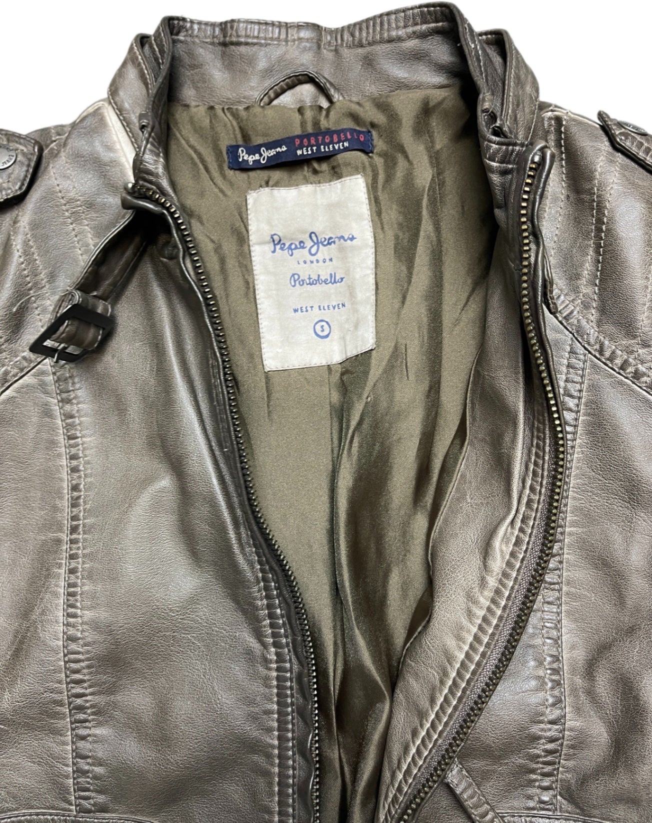 Y2K Pepe Jeans Jacke Braun Fake Leder S