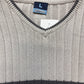 Y2K Fishbone Sweater Vest Gray Cotton L