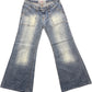 Y2K Lonsdale Low Waist Flared Denim Pants Blue Cotton M/L