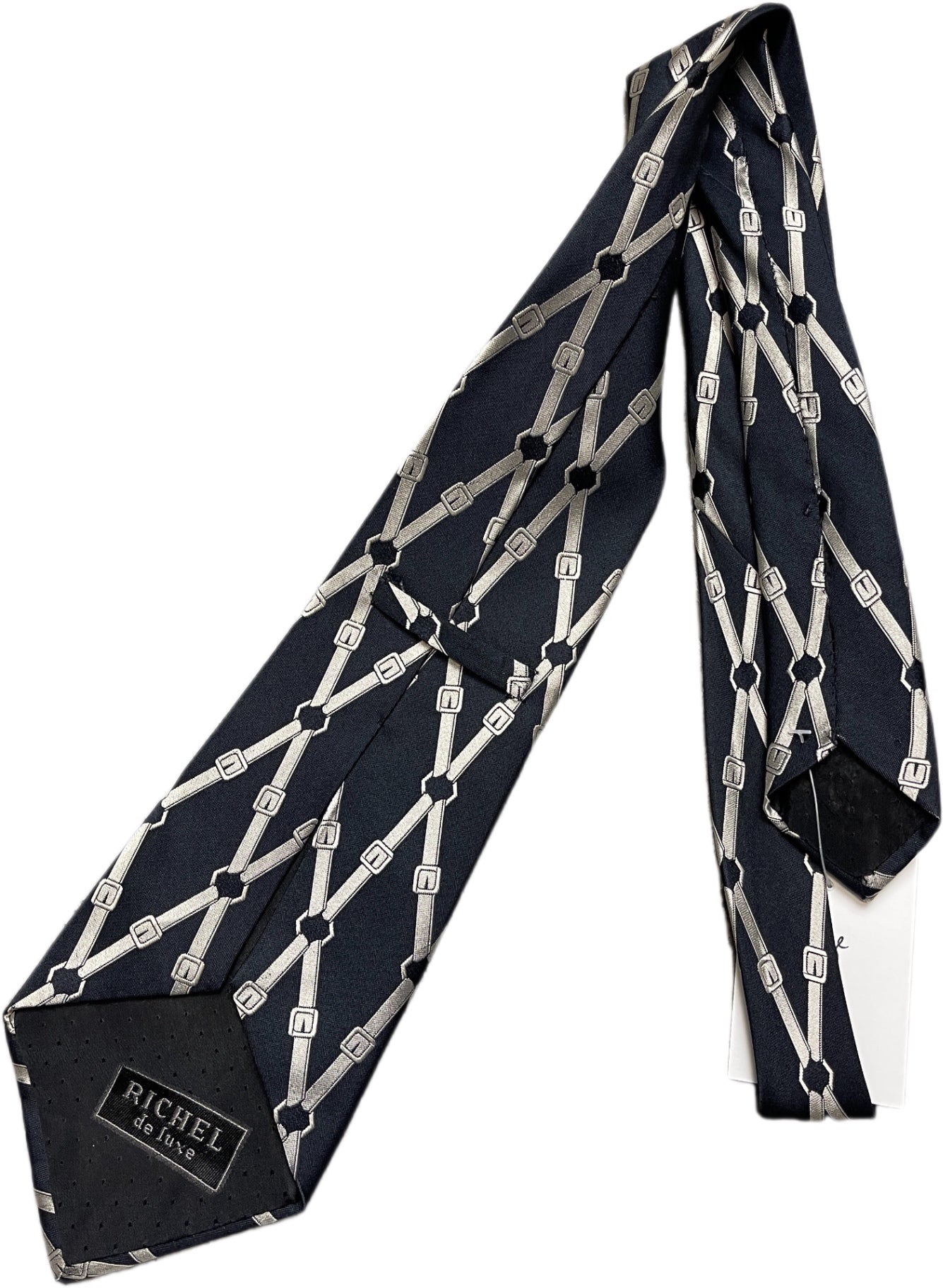 Richel de luxe Krawatte Schwarz mit silbernem Muster Polyester