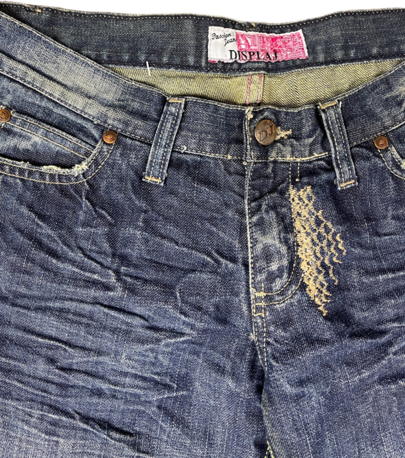 Y2K Displaj Denim Pants Blue Cotton XL