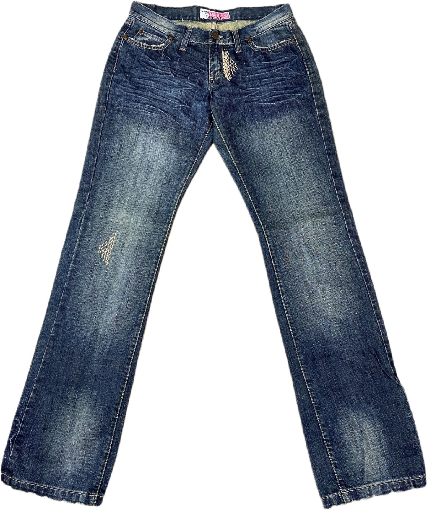 Y2K Displaj Denim Pants Blue Cotton XL