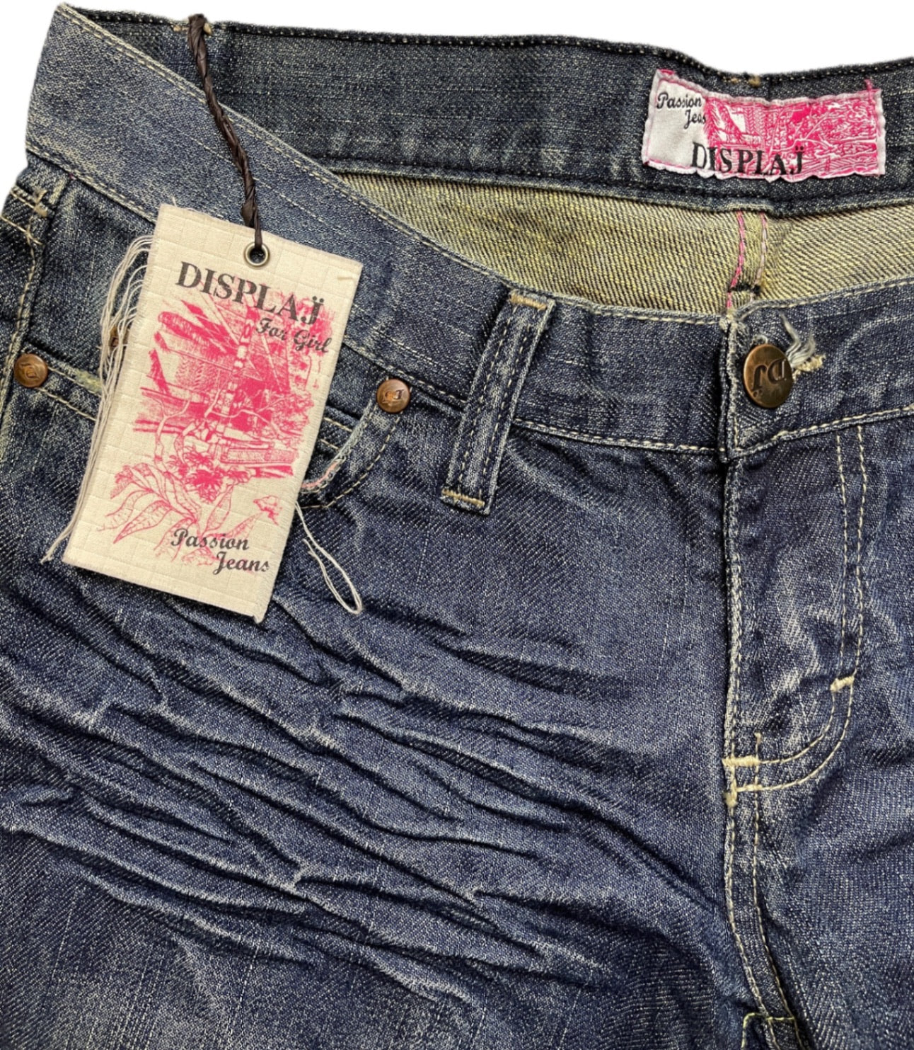 Y2K Displaj Jeanshose Dunkelblau Baumwolle XL