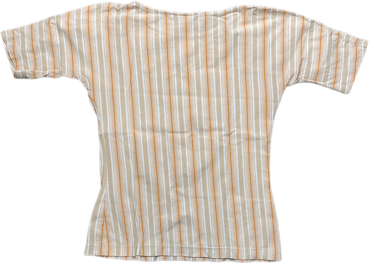Lacoste Top Beige Striped Cotton Blend M