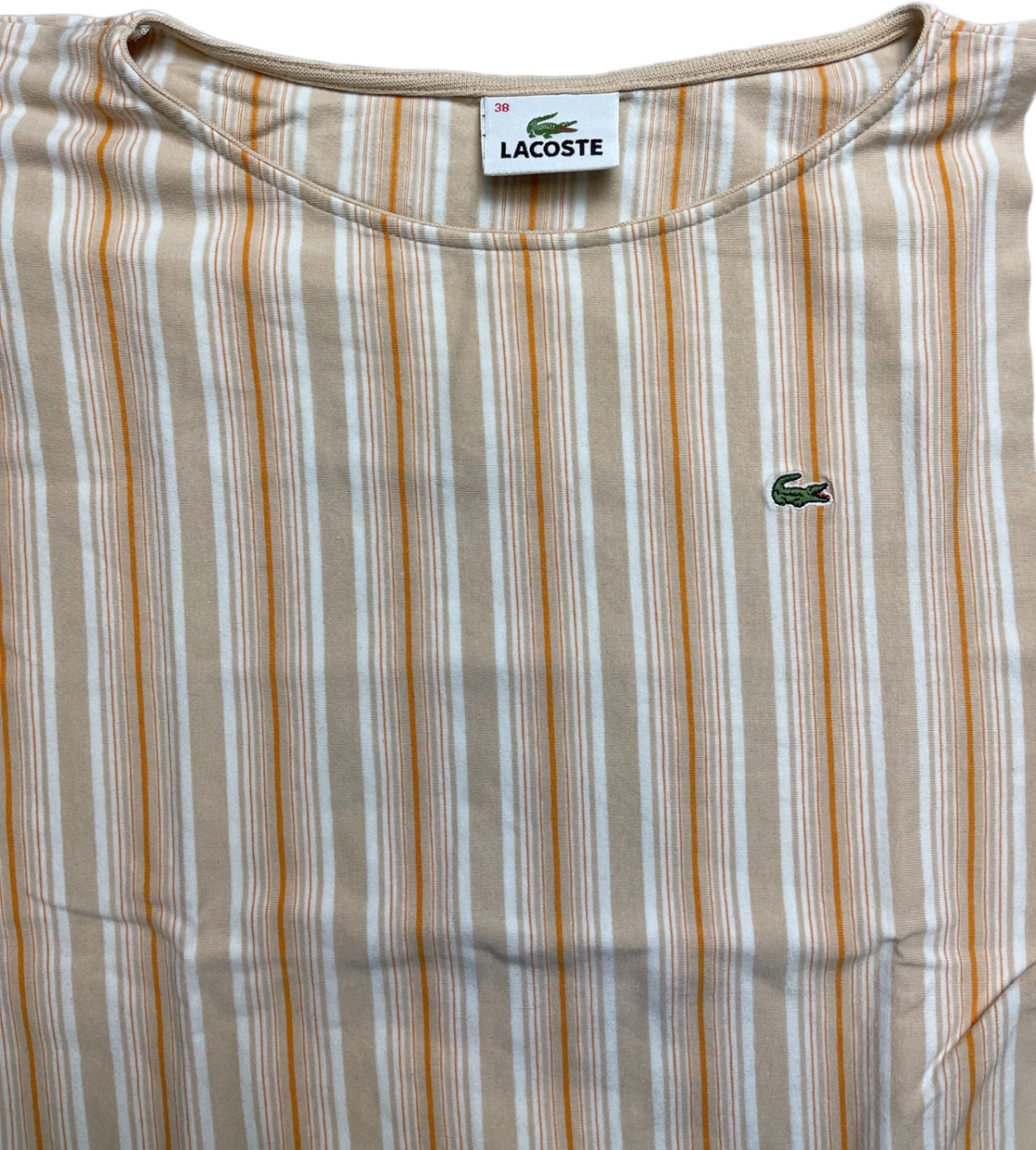 Lacoste Top Beige Striped Cotton Blend M