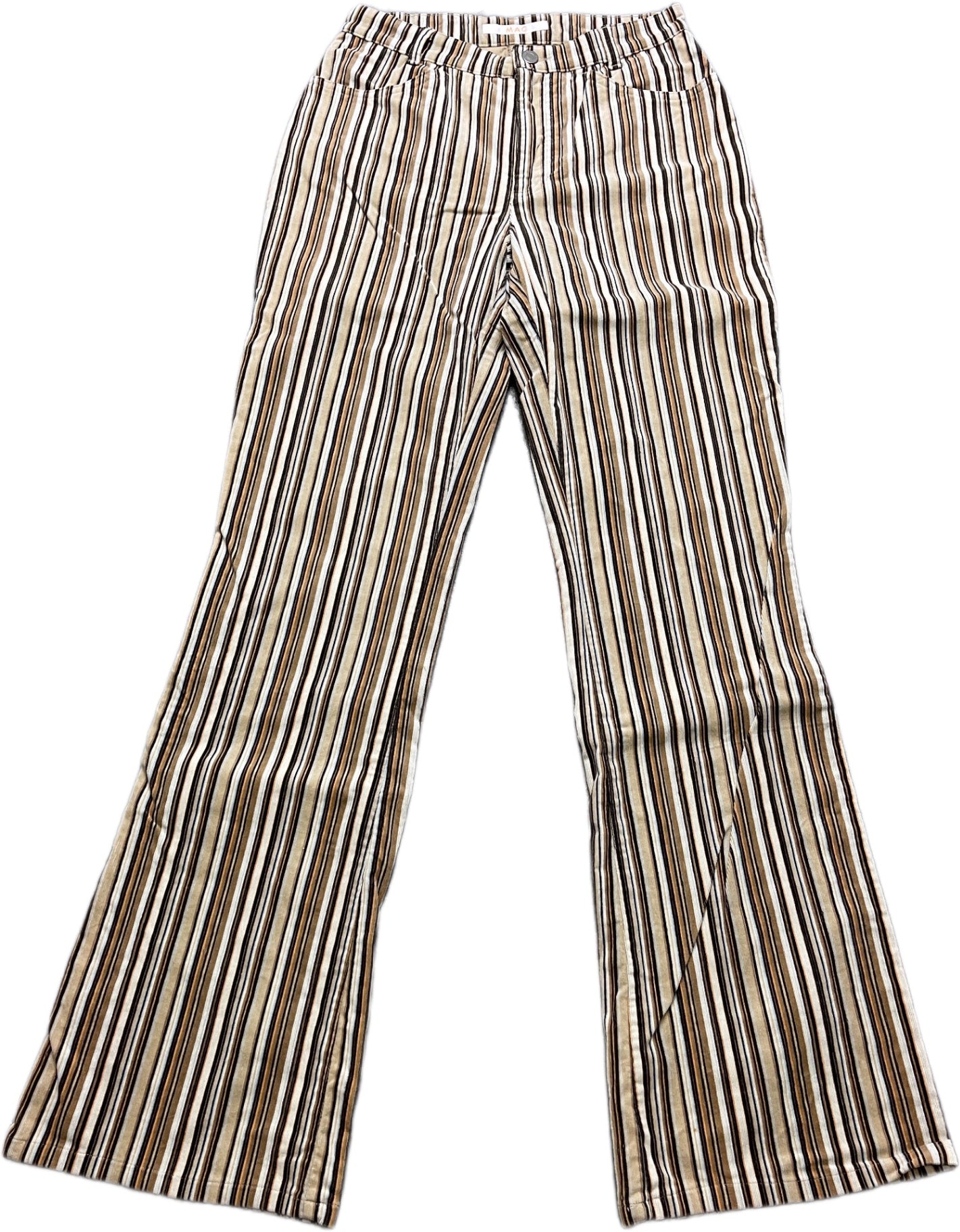 Vintage Deadstock MAC Flared Corduroy Pants Beige Striped Cotton Blend M