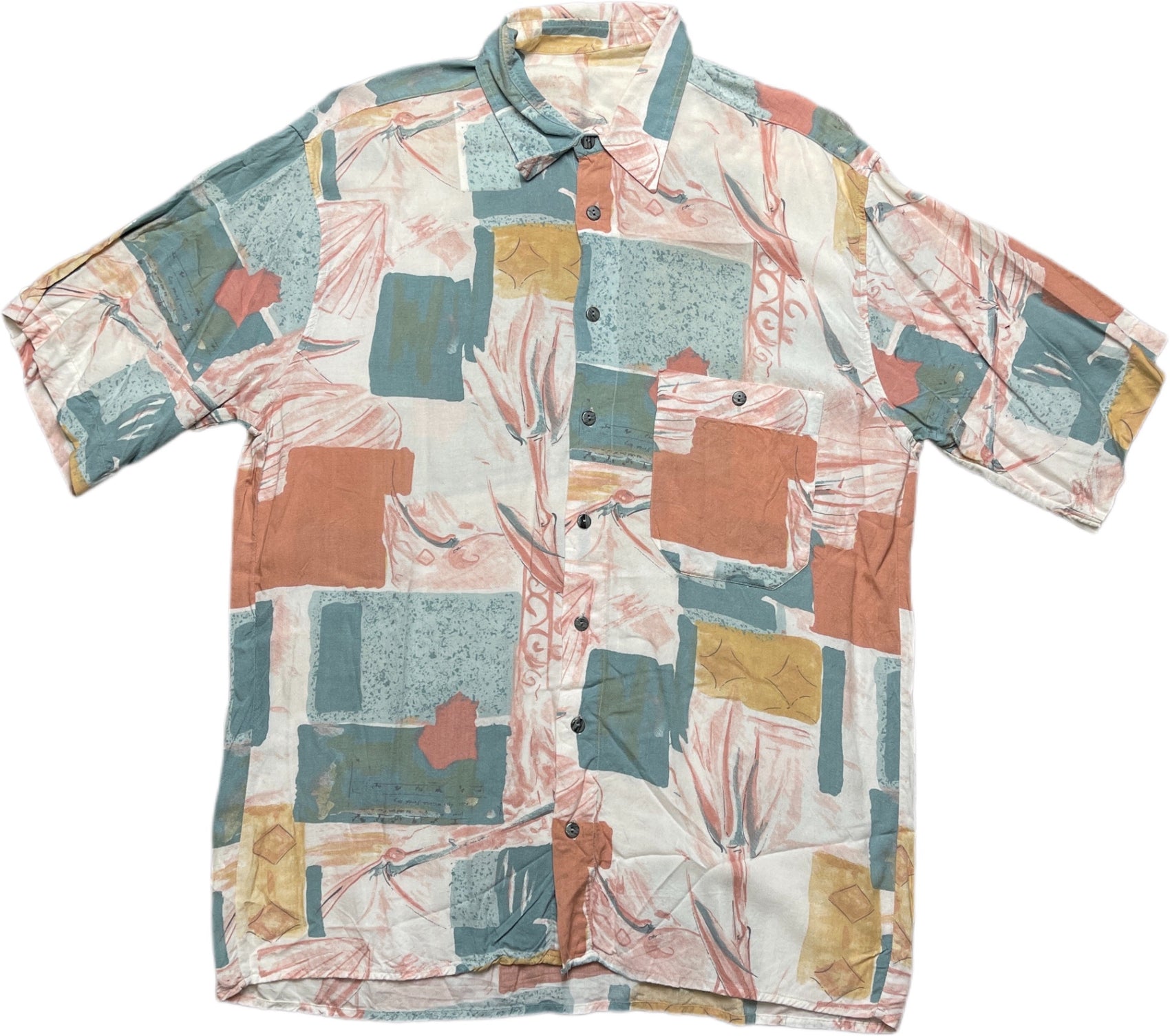 Vintage Shortsleeved Shirt Summer Colorful  L