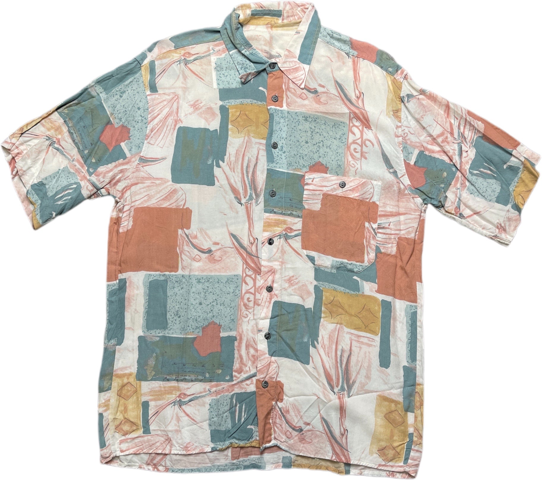 Vintage Shortsleeved Shirt Summer Colorful  L