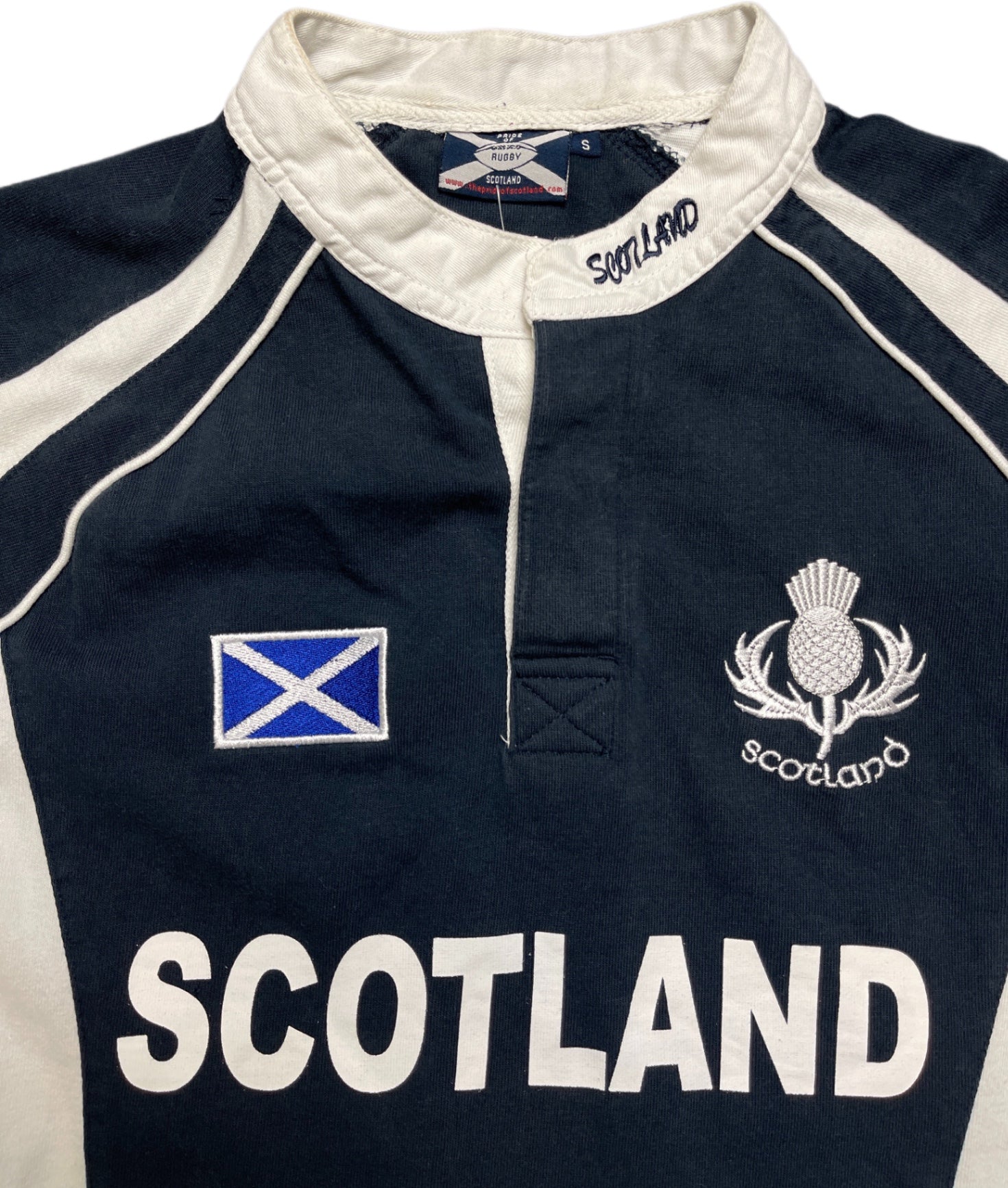 Pride of Rugby Scotland Shirt Schwarz und Weiß Baumwolle S