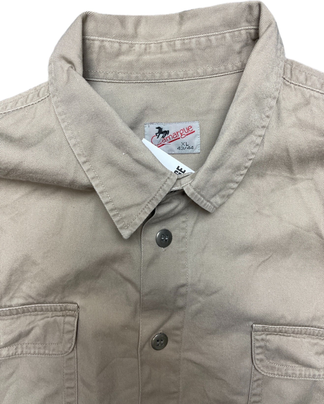 Vintage Camargue Langarmhemd Beige Baumwolle XL