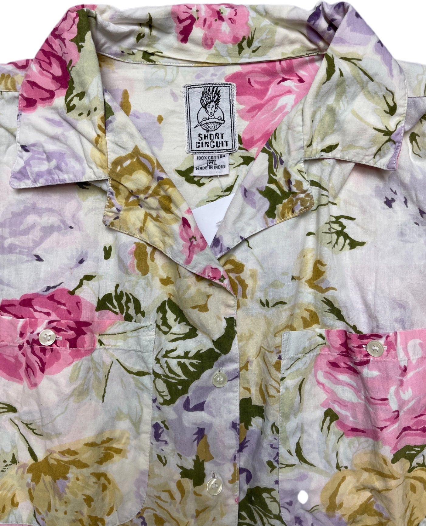 Vintage Short Circuit Shortsleeve Summer Shirt Floral Cotton M