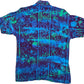 Vintage Bikini Bottom Shortsleeve Shirt Summer Blue Rayon M
