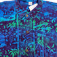 Vintage Bikini Bottom Shortsleeve Shirt Summer Blue Rayon M