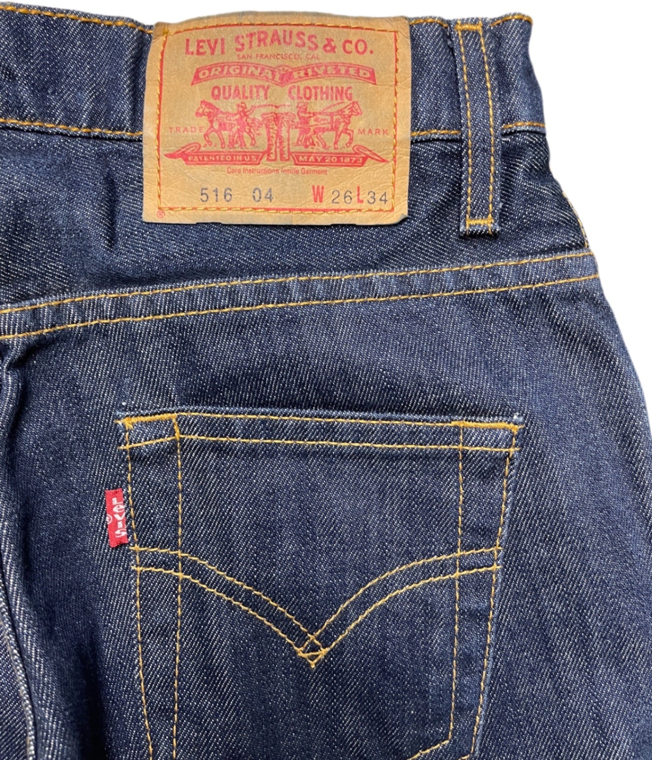 Vintage Levi's 516 04 Schlaghose Jeanshose Dunkelblau Baumwolle XS
