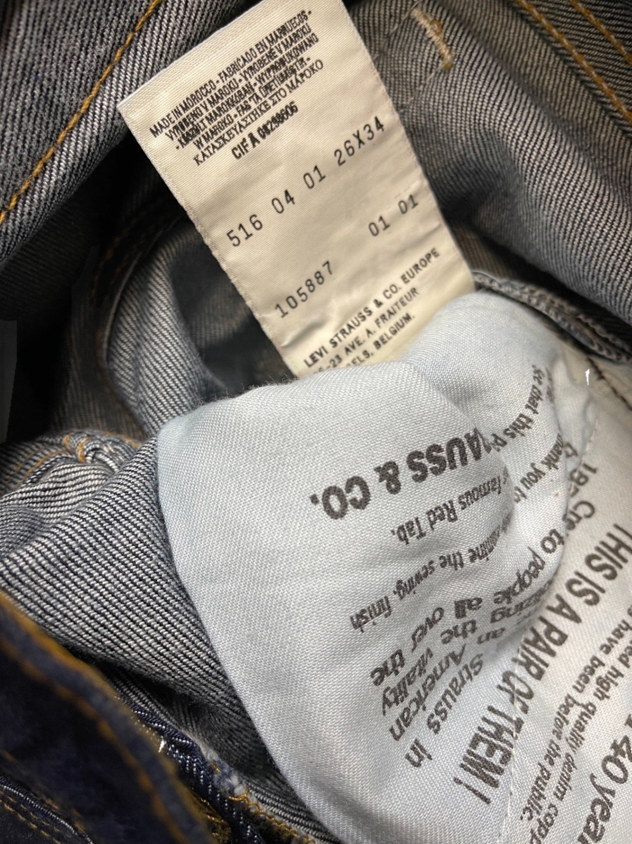 Vintage Levi's 516 04 Schlaghose Jeanshose Dunkelblau Baumwolle XS