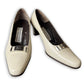 Vintage Balenciaga Off-White Leather BB Logo Buckle Pumps - EU 35