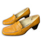 Vintage 90s Balenciaga Mustard Yellow Leather Heeled Loafers | EU 35C