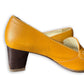 Vintage 90s Balenciaga Mustard Yellow Leather Heeled Loafers | EU 35C