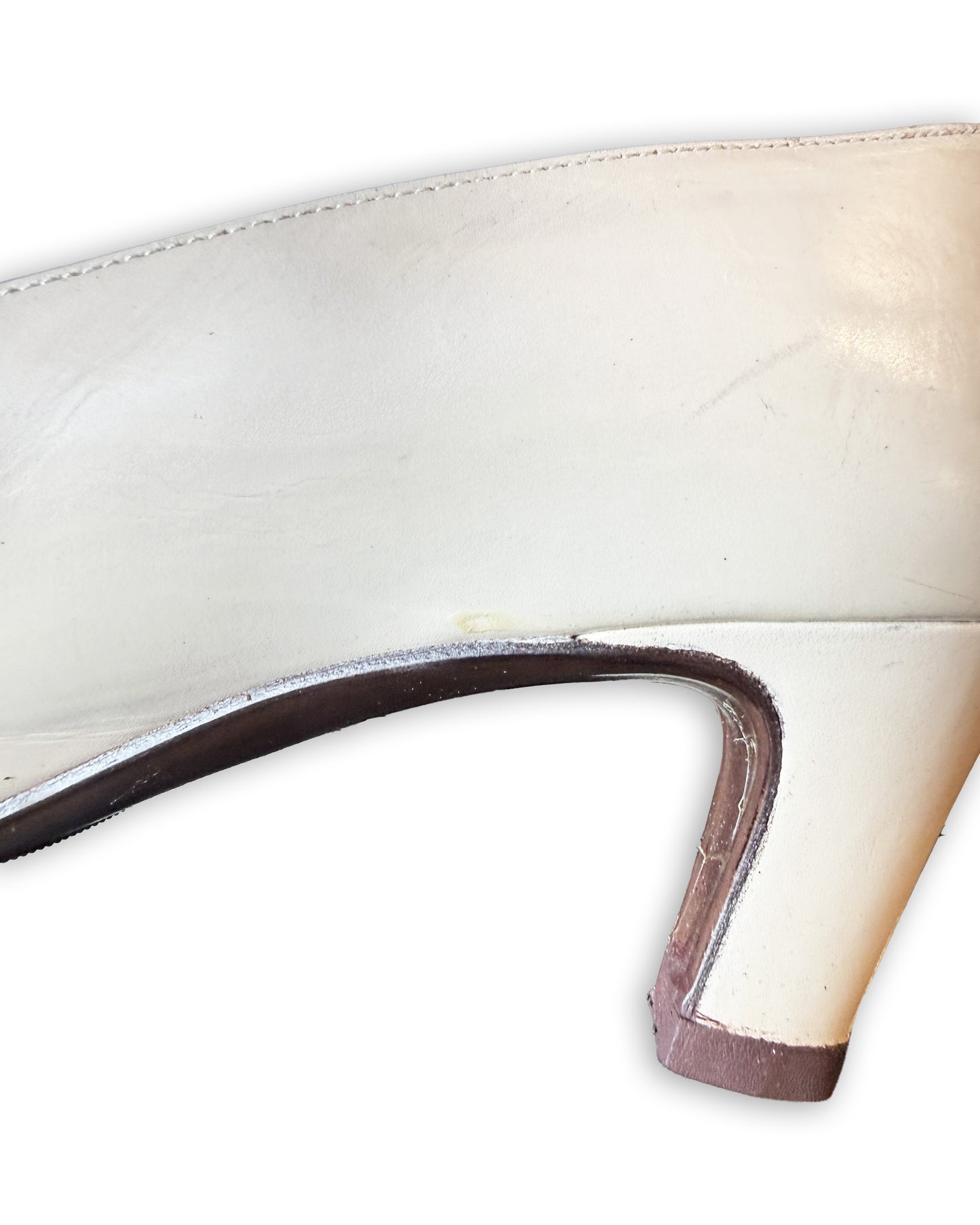 Vintage Balenciaga Off-White Leather BB Logo Buckle Pumps - EU 35