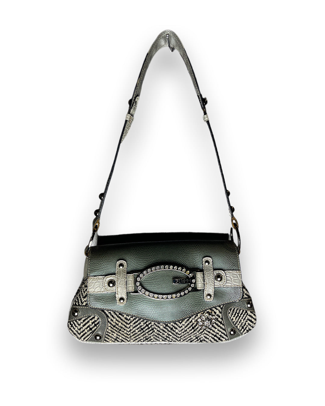 Guess White Silver Shoulder Bag 2000s y2k