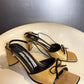 Vintage 90s Balenciaga Paris two tone beige and black square toe bow sandals side view