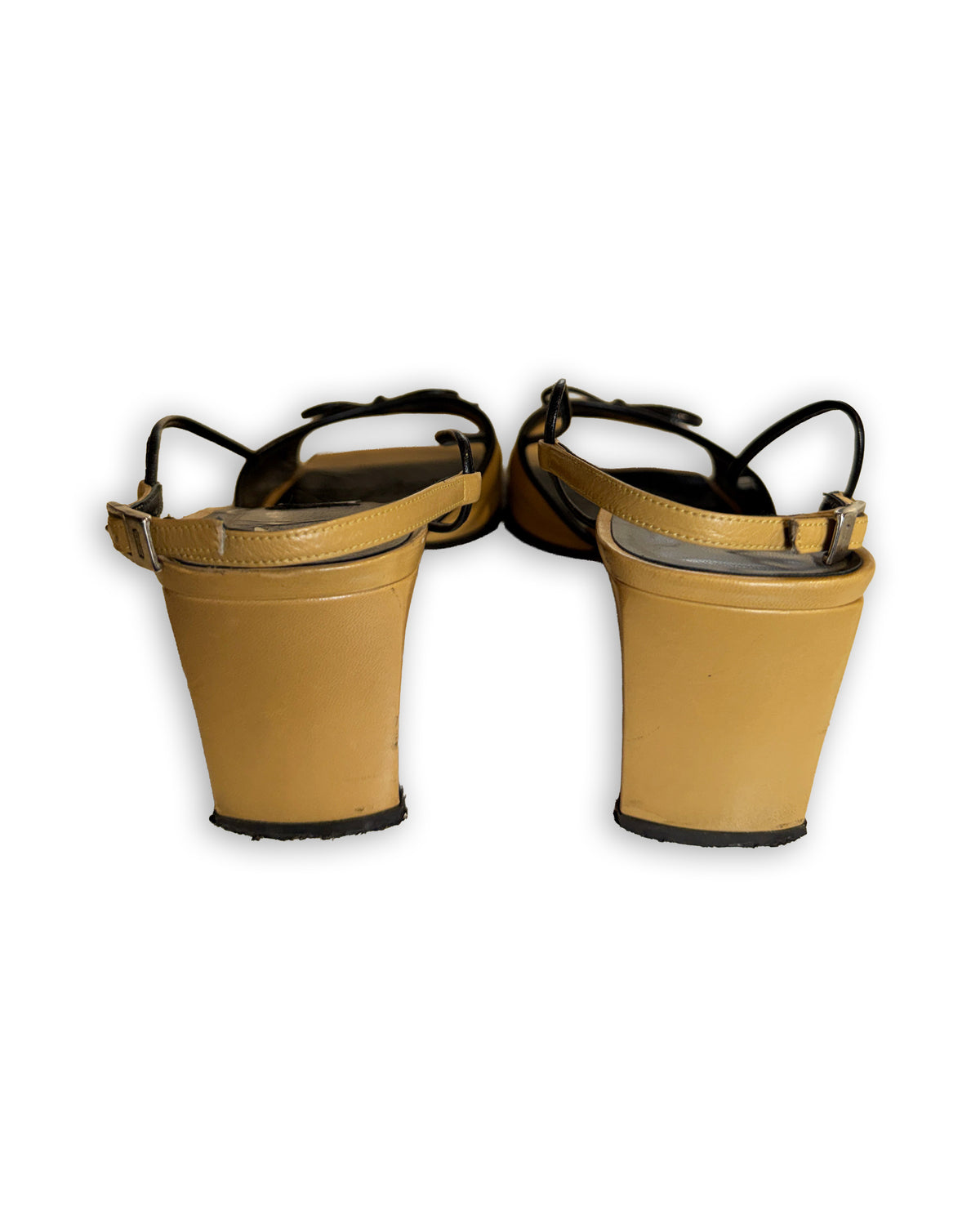 Vintage Balenciaga Paris Two-Tone Square Toe Slingback Sandals | EU 37C