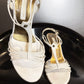 Vintage 90s Balenciaga Paris White Strappy T-Strap Heeled Sandals | EU 38
