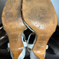Vintage 90s Balenciaga Paris White Strappy T-Strap Heeled Sandals | EU 38