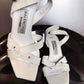Vintage 90s Balenciaga Paris White Textured Leather Ankle-Wrap Sandals | EU 39