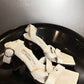 Vintage 90s Balenciaga Paris White Textured Leather Ankle-Wrap Sandals | EU 39