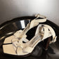 Vintage 90s Balenciaga Paris White Textured Leather Ankle-Wrap Sandals | EU 39