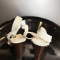 Vintage 90s Balenciaga Paris White Textured Leather Ankle-Wrap Sandals | EU 39