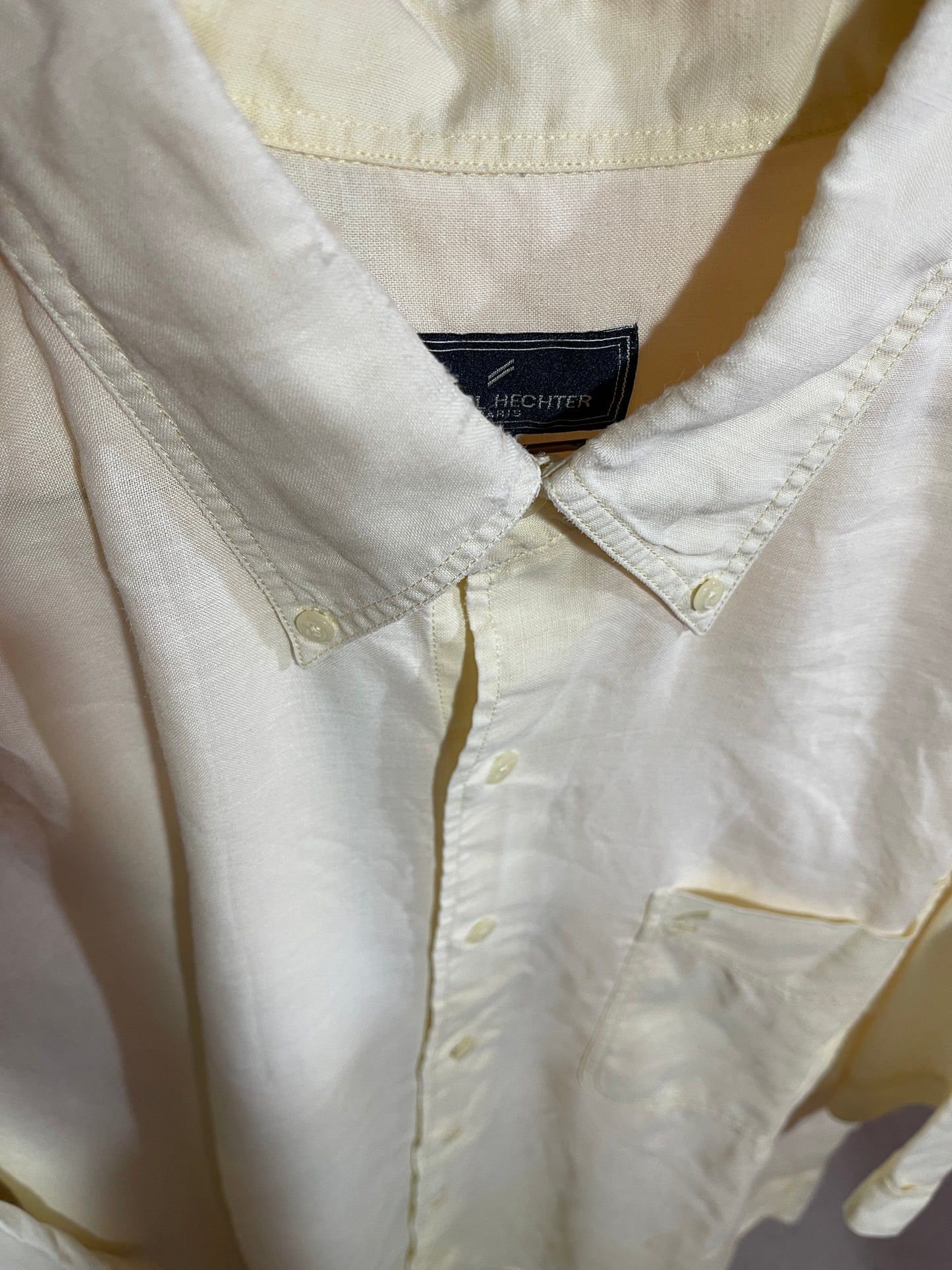 Vintage Daniel Hechter Shortsleeve Shirt Yellow Linen XXL