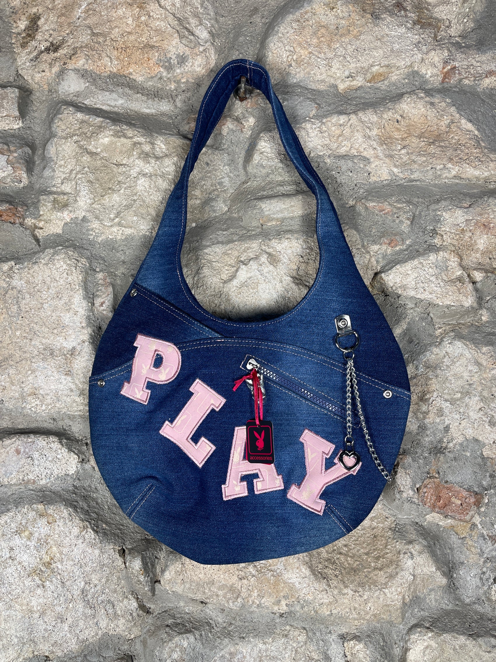Y2K Playboy Shoulder Bag Denim Blue 2004 Deadstock