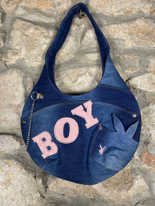 Y2K Playboy Shoulder Bag Denim Blue 2004 Deadstock
