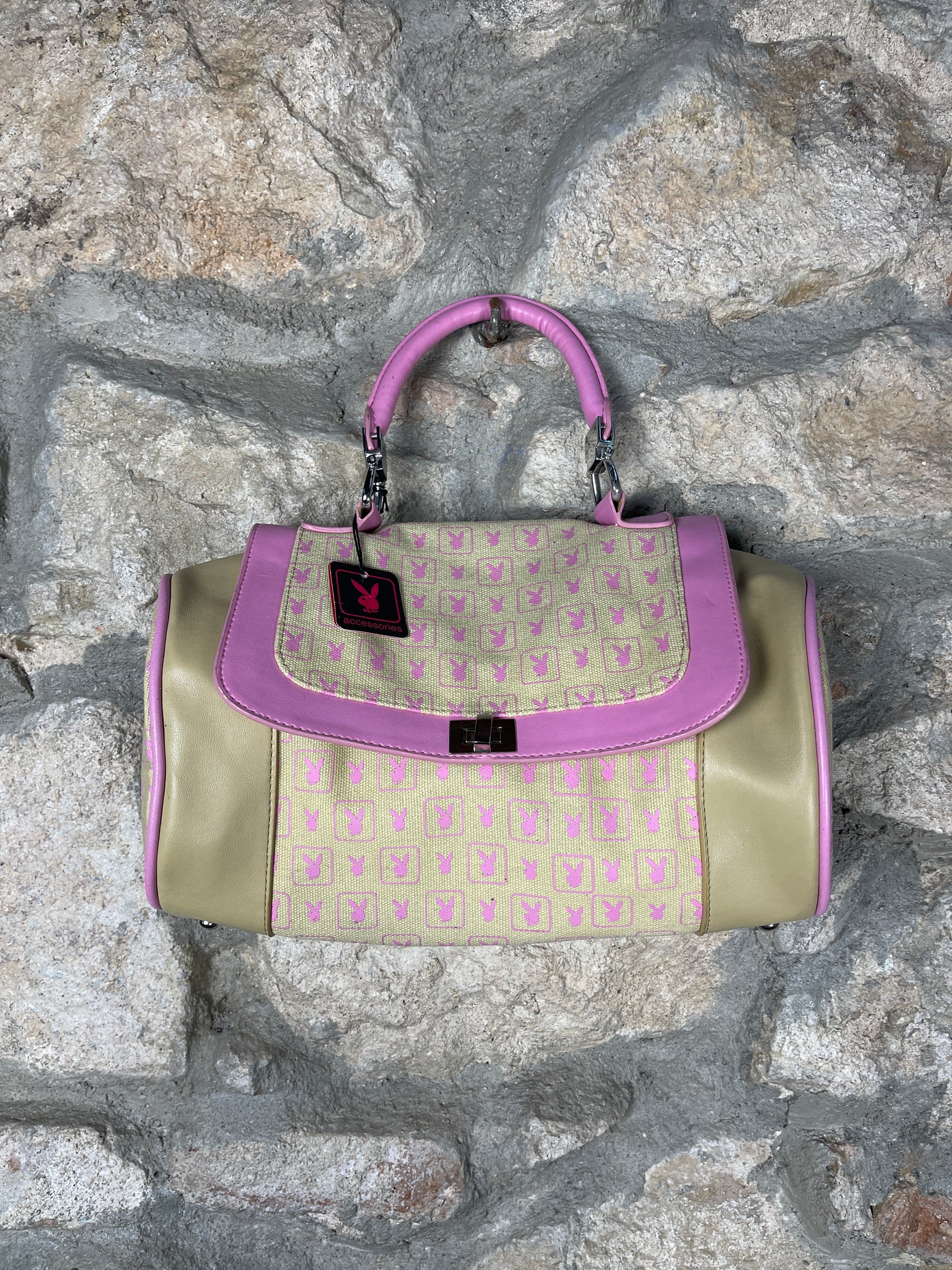 Y2K Playboy Hand Bag Beige Pink Deadstock 2004
