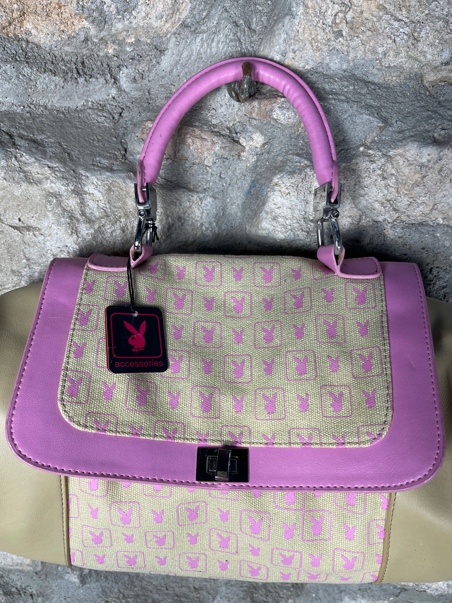 Y2K Playboy Hand Bag Beige Pink Deadstock 2004