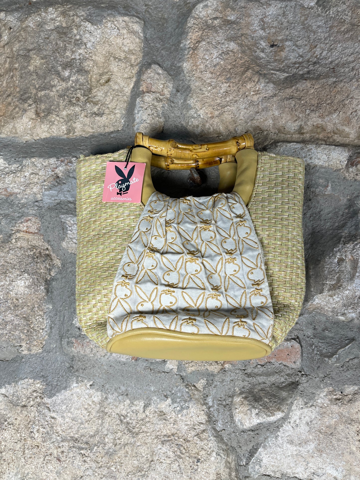 Y2K Playboy Hand Bag Jute Creme Deadstock 2004