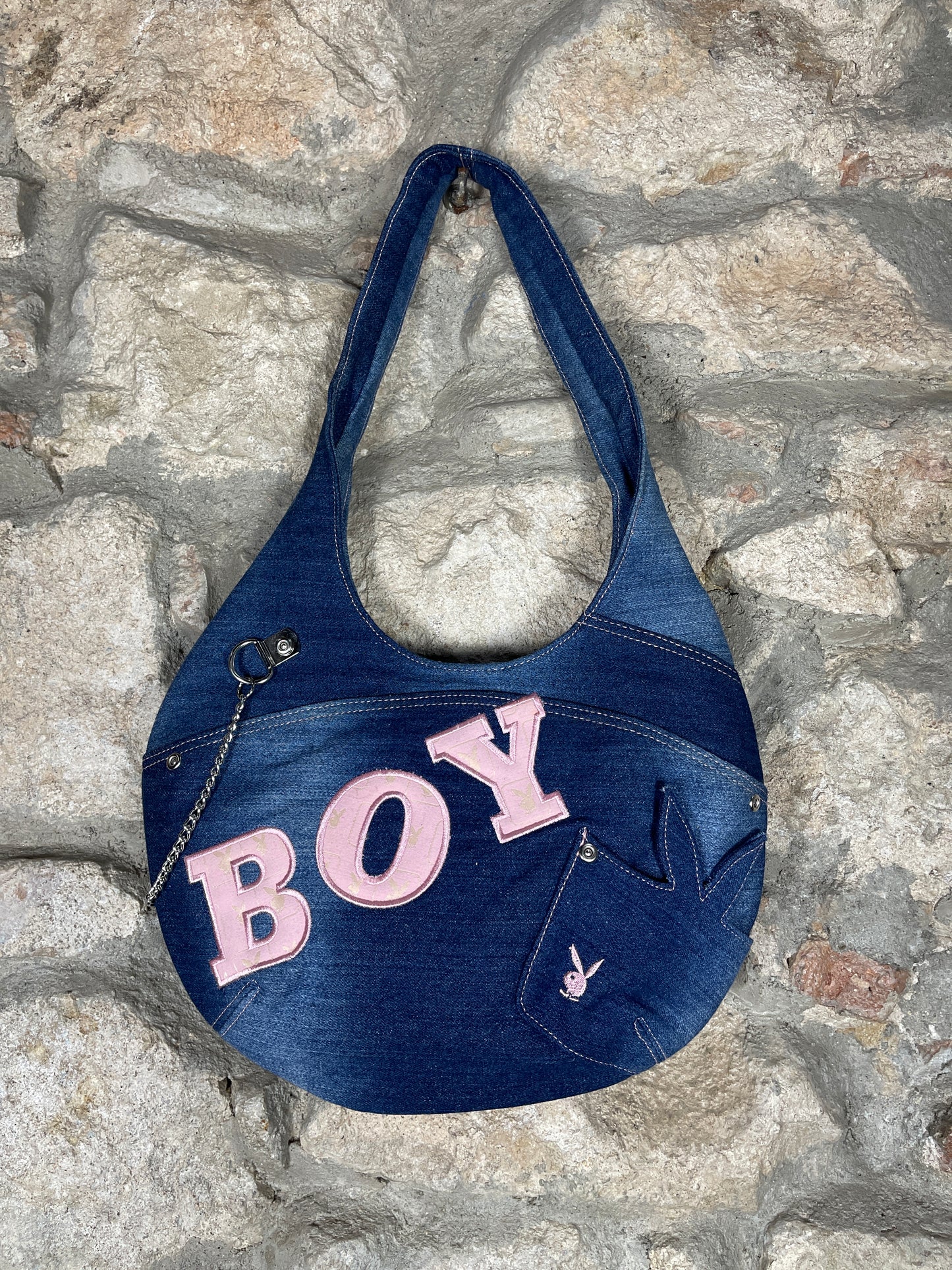 Y2K Playboy Denim Shoulder Bag Blue Deadstock 2004