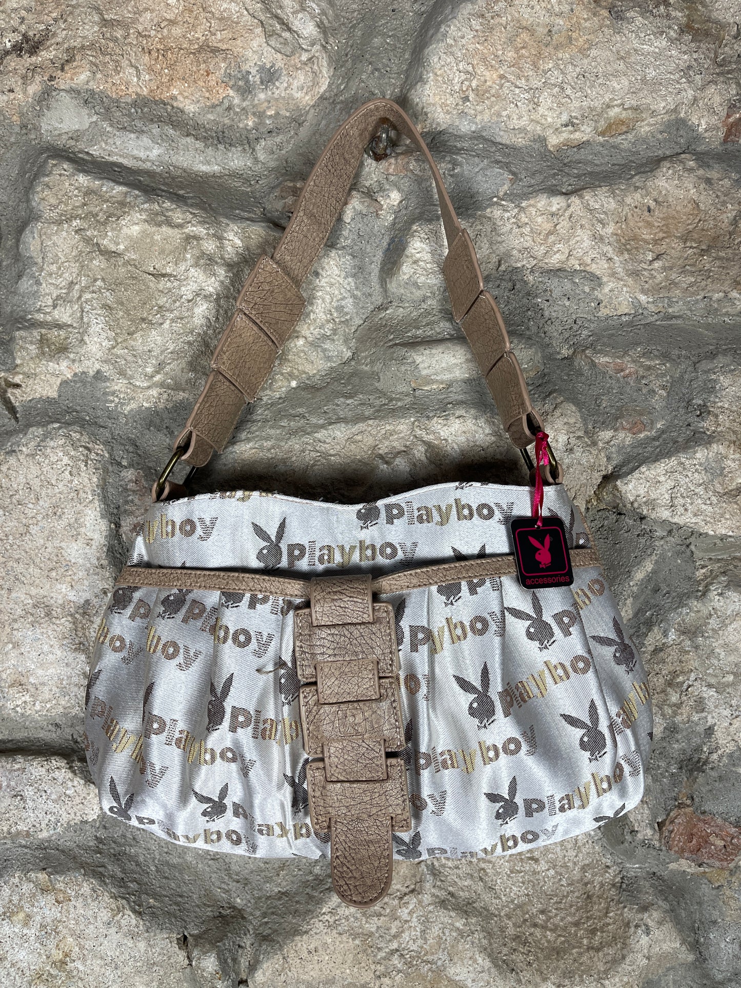 Y2K Playboy Shoulder Bag Beige Creme Deadstock 2008