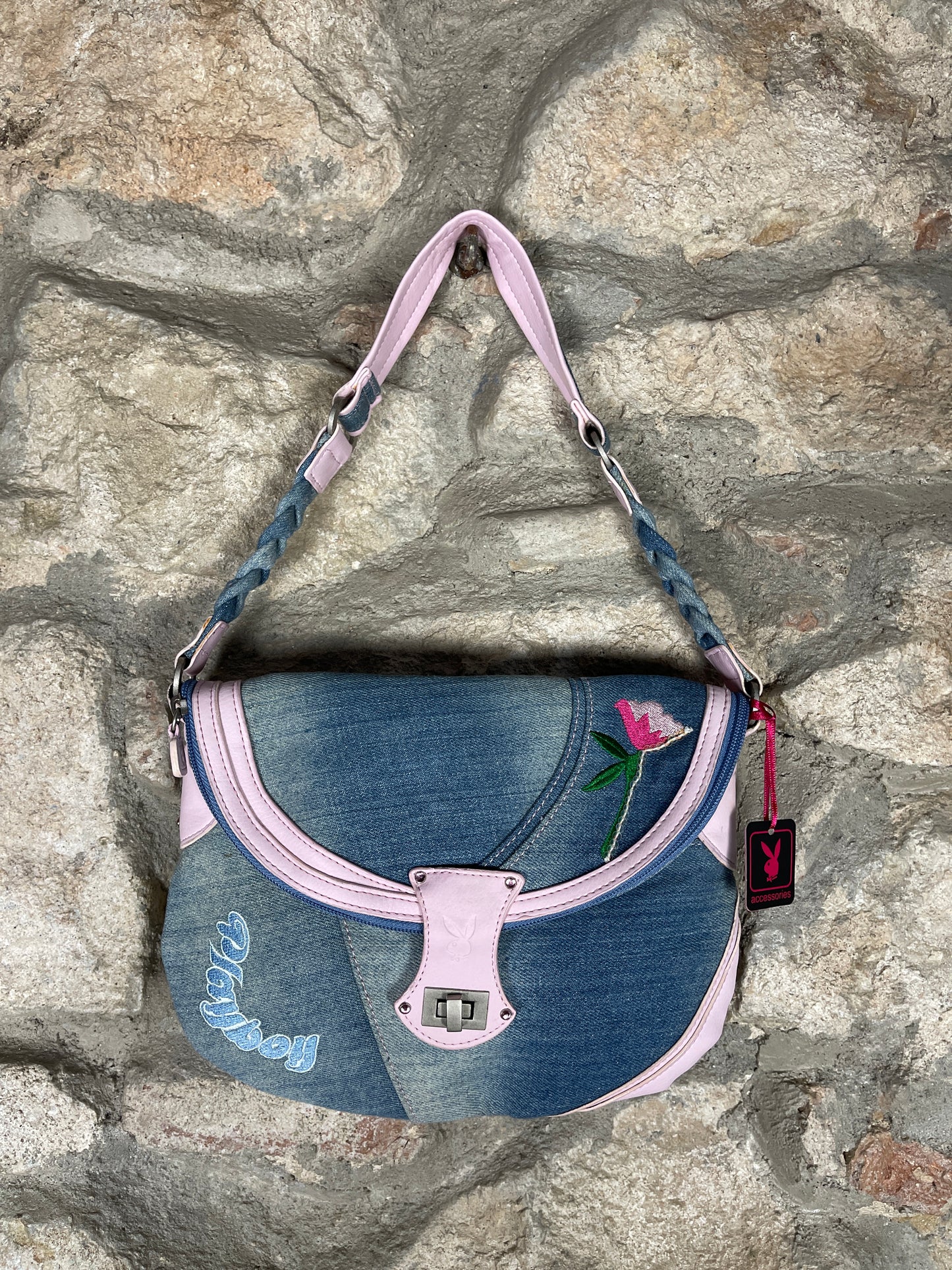 Y2K Playboy Shoulder Bag Denim Blue Pink Deadstock 2004